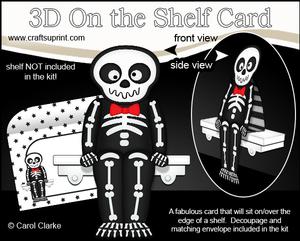 3D on the Shelf Card Kit - Little Friendly Skeleton Yorik