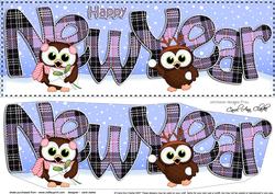 Large Dl New Year Little Hoot Owls 3D Decoupage