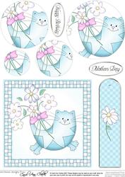 Cute Cat Quick Card with Circle Pyramage Topper