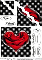 Romantic Rose Heart Quick Card with Wavy Corner Side Stacker