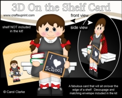 3D On the Shelf Card Kit - Little Girl Dania Loves School