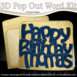 3D Happy Birthday THOMAS Pop Out Word Card
