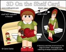 3D On the Shelf Card Kit - Little Teenager Tilda has a Heart Shaped Box of Chocolates