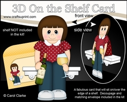 3D On the Shelf Card Kit - Donya relaxes with a nice glass of White Wine