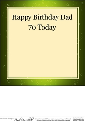 8 x 8 70th Birthday Dad Champagne Label insert panel