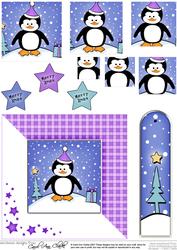 Cheeky Xmas Penguin Quick Card with Pyramage Topper