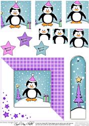Cheeky Xmas Penguin Quick Card with Pyramage Topper