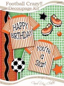 Football Crazy!! Kit in Amber with 3D Decoupage