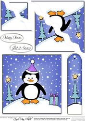 Cheeky Xmas Penguin Quick Card with Wavy Corner Side Stacker