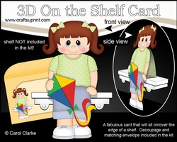 3D On the Shelf Card Kit - Little Girl Luana is Flying high with her Kite