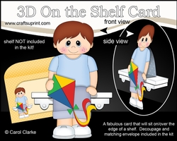 3D On the Shelf Card Kit - Little Boy Alvin is Flying high with his Kite