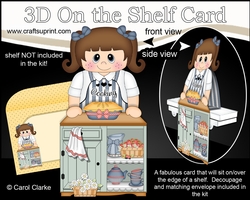 3D On the Shelf Card Kit - Cute Little Girl Madalyn Bakes a Pie in the Kitchen
