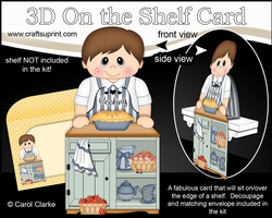 3D On the Shelf Card Kit - Cute Little Boy Jamie Bakes a Pie in the Kitchen