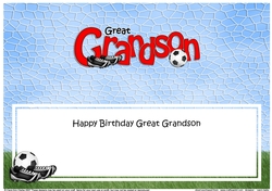 Large DL Birthday GREAT GRANDSON Football insert