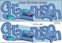 Large DL Birthday GREAT GRANDSON Gadgets & Gizmos 3D decoupage