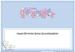 Large DL Birthday GREAT GRANDDAUGHTER Flowers insert