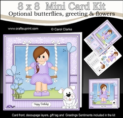 8 x 8 Cute Little Teen is Swinging High Mini Kit with 3d Decoupage