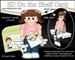 3D On the Shelf Card Kit - Cute little Girl Cristina has a Mini Card & Envelope