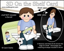 3D On the Shelf Card Kit - Cute little Boy Duane has a Mini Card & Envelope