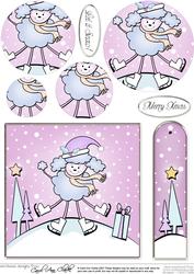 Cute Xmas Poodle Quick Card with Circle Pyramage Topper