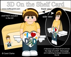 3D On the Shelf Card Kit - Little Teen Gennie has a Heart for Dad