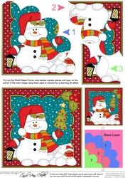 Snowman Oli has a Christmas Tree Shell Edged Corner side stacker