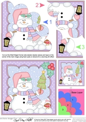 Snowman Oli has a Christmas Tree Shell Edged Corner side stacker