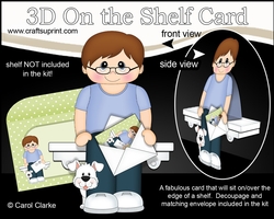 3D On the Shelf Card Kit - Cute little Teen Tyrone has a Mini Card & Envelope