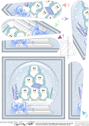 Christmas Pretty Pastel Penguin Tree Snowglobe Fan Pyramage Topper