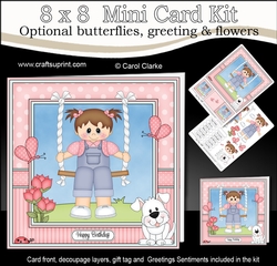 8 x 8 Cute Little Toddler is Swinging High Mini Kit with 3d Decoupage