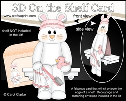 3D On the Shelf Card Kit - Cute Little Ipsy Bunny is ready for Bathtime
