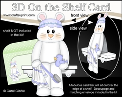 3D On the Shelf Card Kit - Cute Little Dipsy Bunny is ready for Bathtime