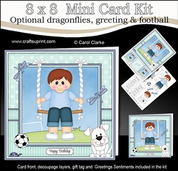 8 x 8 Cute Little Boy is Swinging High Mini Kit with 3d Decoupage