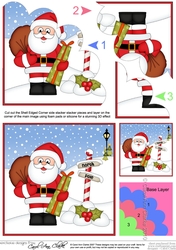 Christmas Santa at the Noth Pole with his sack and presents Shell Edged Stacker