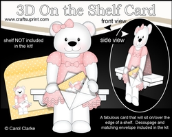 3D On the Shelf Card Kit - Livvy Bear has a Mini Card & Envelope