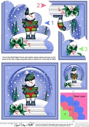 Christmas Snowman Snowglobe Shell Edged Corner Stacker