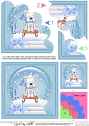 Christmas Sledging Westie Dog Snowglobe Shell Edged Corner Stacker