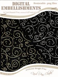 Transparent Gold and Silver Swirls Digital Embellishments
