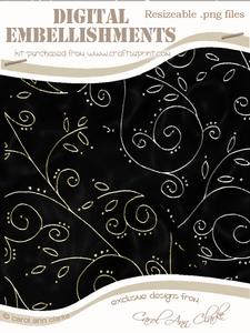 Transparent Gold and Silver Swirls Digital Embellishments