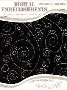 Transparent Gold and Silver Swirls Digital Embellishments
