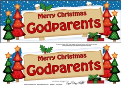 large DL Christmas GODPARENTS Trees Signpost Easicut decoupage