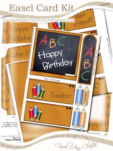 Blackboard and Desk Easel Card Kit with 3D Decoupage