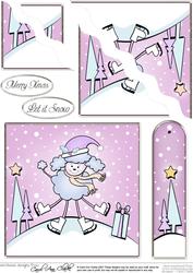 Cute Xmas Poodle Quick Card with Wavy Corner Side Stacker