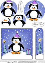 Cheeky Xmas Penguin Quick Card with Circle Pyramage Topper