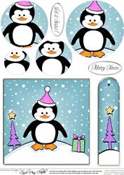Cheeky Xmas Penguin Quick Card with Circle Pyramage Topper