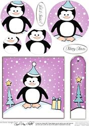 Cheeky Xmas Penguin Quick Card with Circle Pyramage Topper
