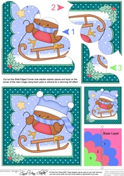 Christmas Sledging Bobbin Robin Shell Edged Corner Stacker