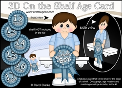 3D On the Shelf Card Kit - Little Teen Dane is the Birthday Boy with ages 12 - 17 age Rosette Decoupage