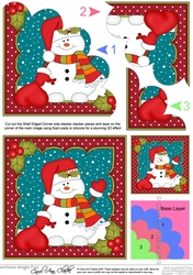 Christmas Snowman Oli has a Santa Sack Shell Edged Corner side stacker