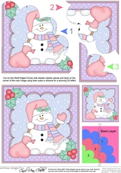 Christmas Snowman Oli has a Santa Sack Shell Edged Corner side stacker